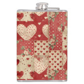 Shabby Chic Rood Patchwork Patroon Heupfles (Achterkant)