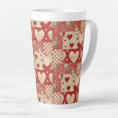 Shabby Chic Rood Patchwork Patroon Latte Mok (Rechterhoek)