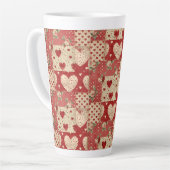 Shabby Chic Rood Patchwork Patroon Latte Mok (Linkerhoek)