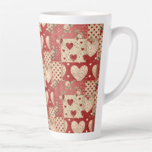  Shabby Chic Rood Patchwork Patroon Latte Mok