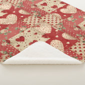 Shabby Chic Rood Patchwork Patroon Sherpa Deken (3/4)