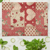 Shabby Chic Rood Patchwork Patroon Theedoek (Gevouwen)