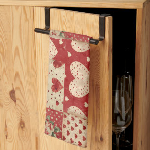 Shabby Chic Rood Patchwork Patroon Theedoek