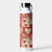 Shabby Chic Rood Patchwork Patroon Waterfles (Voorkant)