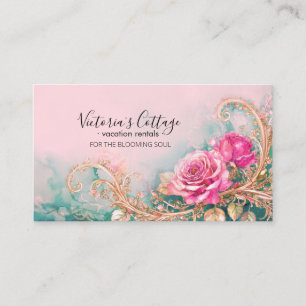 Shabby & Chic Roos Bloemen Gepersonaliseerde Bus Visitekaartje