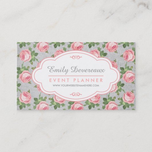 Shabby & Chic  Roos Floral Visitekaartje (Voorkant)