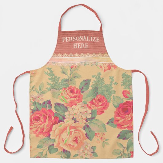 Shabby Chic  Roos Gepersonaliseerd Schort (Voorkant)