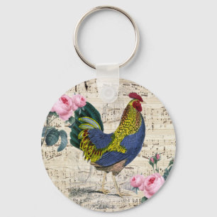 Shabby Chic Rooster Sleutelhanger
