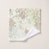 Shabby Chic rose et vert Rose Floral (Gant de toilette)