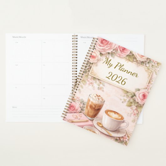 Shabby Chic Roses Planner  (Devant avec enveloppe)