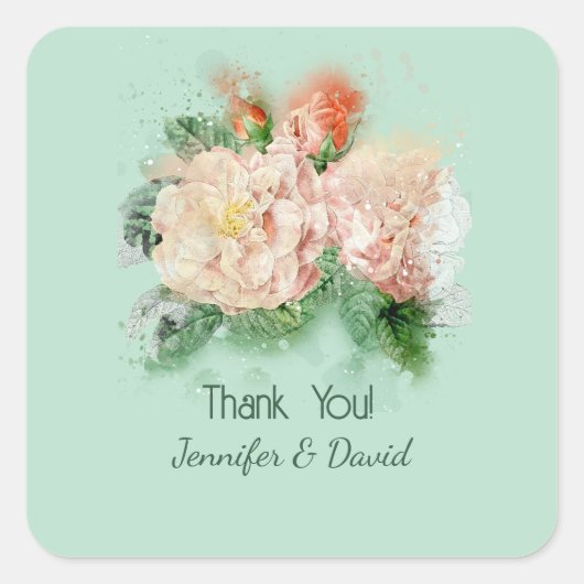 Shabby Chic Roses Stickers Mariage (Devant)