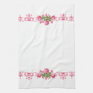 Shabby Chic Roze Bloemen Keuken Handdoek
