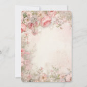 shabby chic roze bloemenbruiloft kaart (Achterkant)