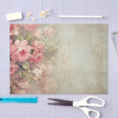 Shabby Chic  Roze Blush Rozen Bloemen Cracks Tissuepapier (Craft)