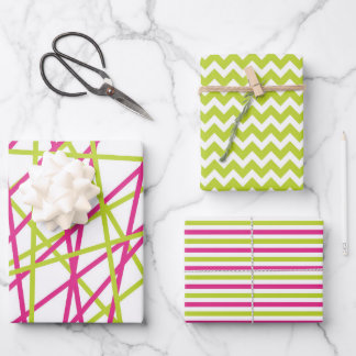 Shabby Chic Roze & Groen Bijpassende Patronen Inpakpapier Vel