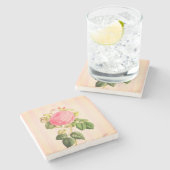 Shabby Chic Roze  Roos Marmeren Onderzetter (Zijkant)