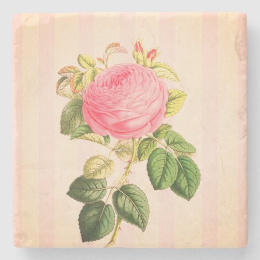 Shabby Chic Roze  Roos Marmeren Onderzetter (Voorkant)