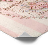 Shabby Chic Roze Roses Cupids Frans Script Poster (Hoek)