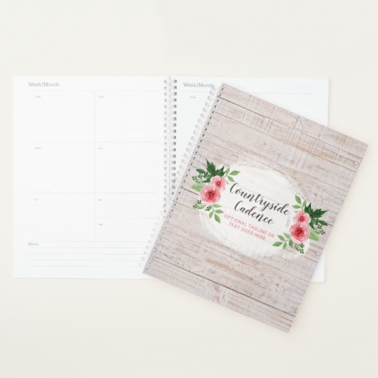 Shabby Chic roze Roses op Rustisch landhout Planner (Display)
