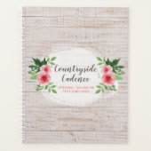 Shabby Chic roze Roses op Rustisch landhout Planner (Voorkant)