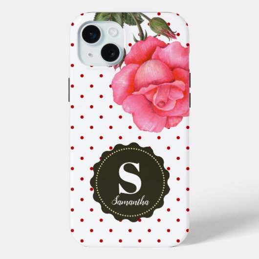 Shabby Chic roze Roses Red White Polka Dots Case-Mate iPhone Case (Achterkant)