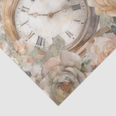 Shabby Chic  Roze Rozen Antiek klok Tissuepapier (Detail)