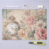 Shabby Chic  Roze Rozen Antiek klok Tissuepapier (Craft)