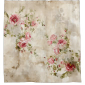 Shabby Chic Roze Rozen Douchegordijn (Voorkant)