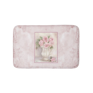 Shabby Chic Roze Rozen in Vase Badmat