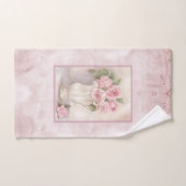 Shabby Chic Roze Rozen in Vase Handdoek (Handdoek)