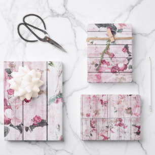 Shabby Chic Roze Rozen Inpakpapier Vel