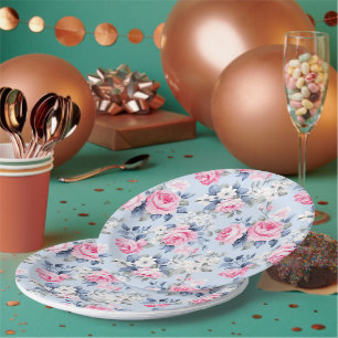 Shabby Chic Roze Rozen Naadloos Patroon Papieren Bordje