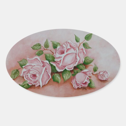 Shabby Chic  Roze Rozen Stickers (Voorkant)