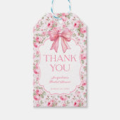 Shabby Chic Roze Strik Bruidsdouche Cadeaulabel (Voorkant)