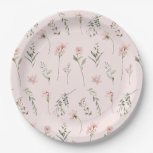 Shabby chic roze wilde bloem salie groen groen gro papieren bordje