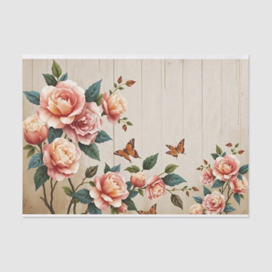 Shabby Chic Rozen Art Painting Tissuepapier (Voorkant)