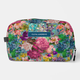shabby chic rozen blauw roze motief toilettasje