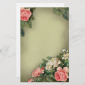 Shabby Chic-rozen Briefpapier (Voorkant / Achterkant)