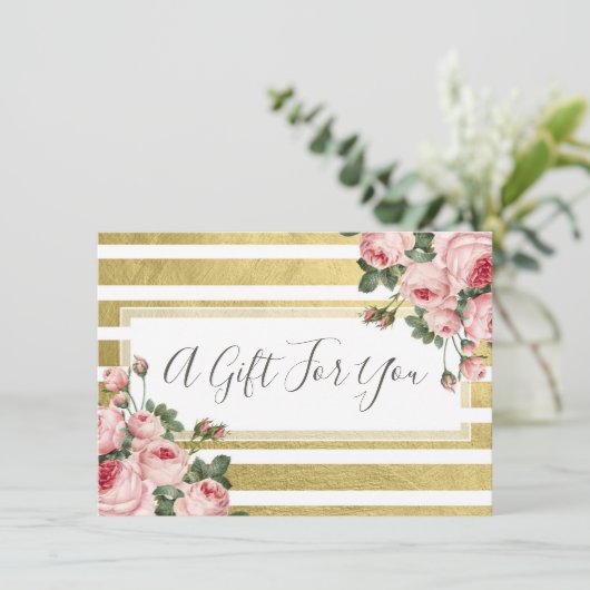 Shabby Chic Rozen Cadeft Certificate Kaart (Staand voorkant)