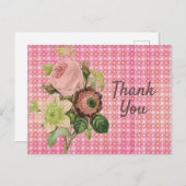 Shabby Chic-Rozen - Hartelijk dank Briefkaart (Voorkant / Achterkant)