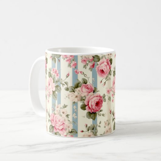 Shabby Chic  Rozen Koffiemok (Voorkant links)