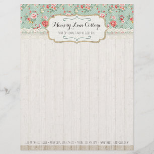 Shabby Chic Rozen, Lace & Burlap  Boutique Persoonlijk Briefhoofd
