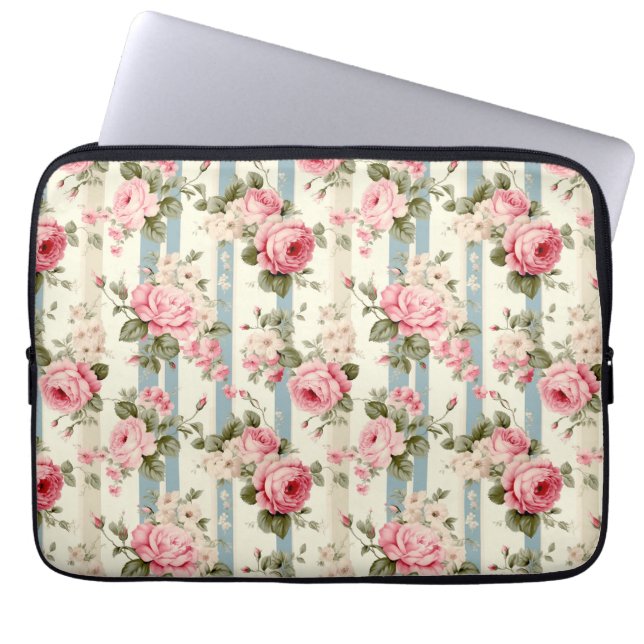 Shabby Chic  Rozen Laptop Sleeve (Voorkant)