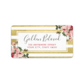 Shabby Chic Rozen & Modern Gold Address Etiket (Voorkant)