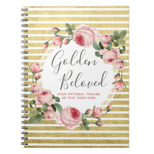 Shabby Chic Rozen & Modern Gold Stripes Notitieboek