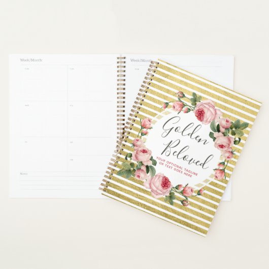 Shabby Chic  Rozen & Modern Gold Stripes Planner (Display)
