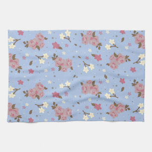 Shabby Chic Rozen op Baby Blauwe Achtergrond Theedoek