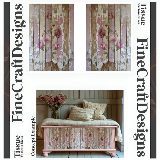 Shabby Chic  Rozen op Hout A2RL Decoupage Tissuepapier