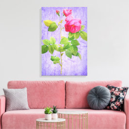  Shabby Chic Rozen op Lila Canvas Afdruk