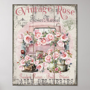 Shabby Chic Rozen Pick Up Flower Market Poster